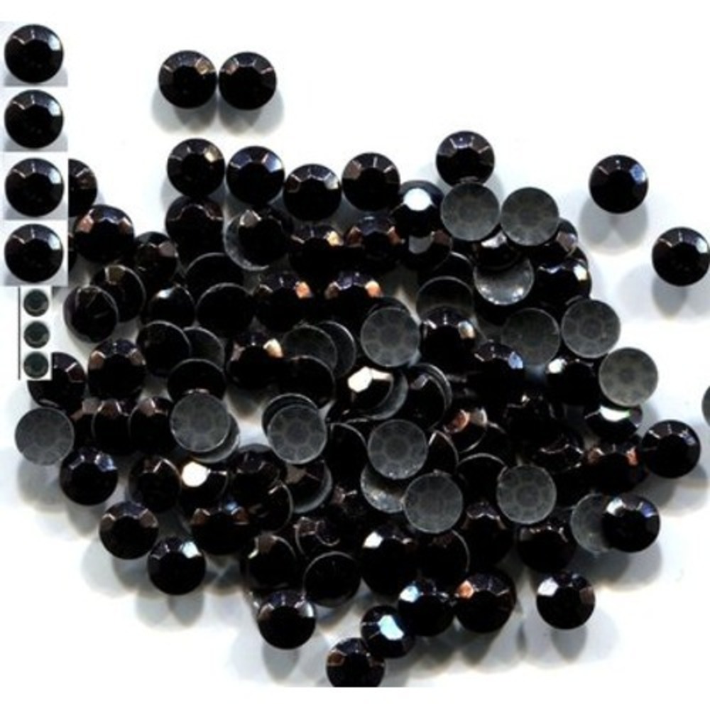 RHINESTUDS Faceted Metal 5mm Hot Fix BLACK iron on 2 Gross 288 Pieces